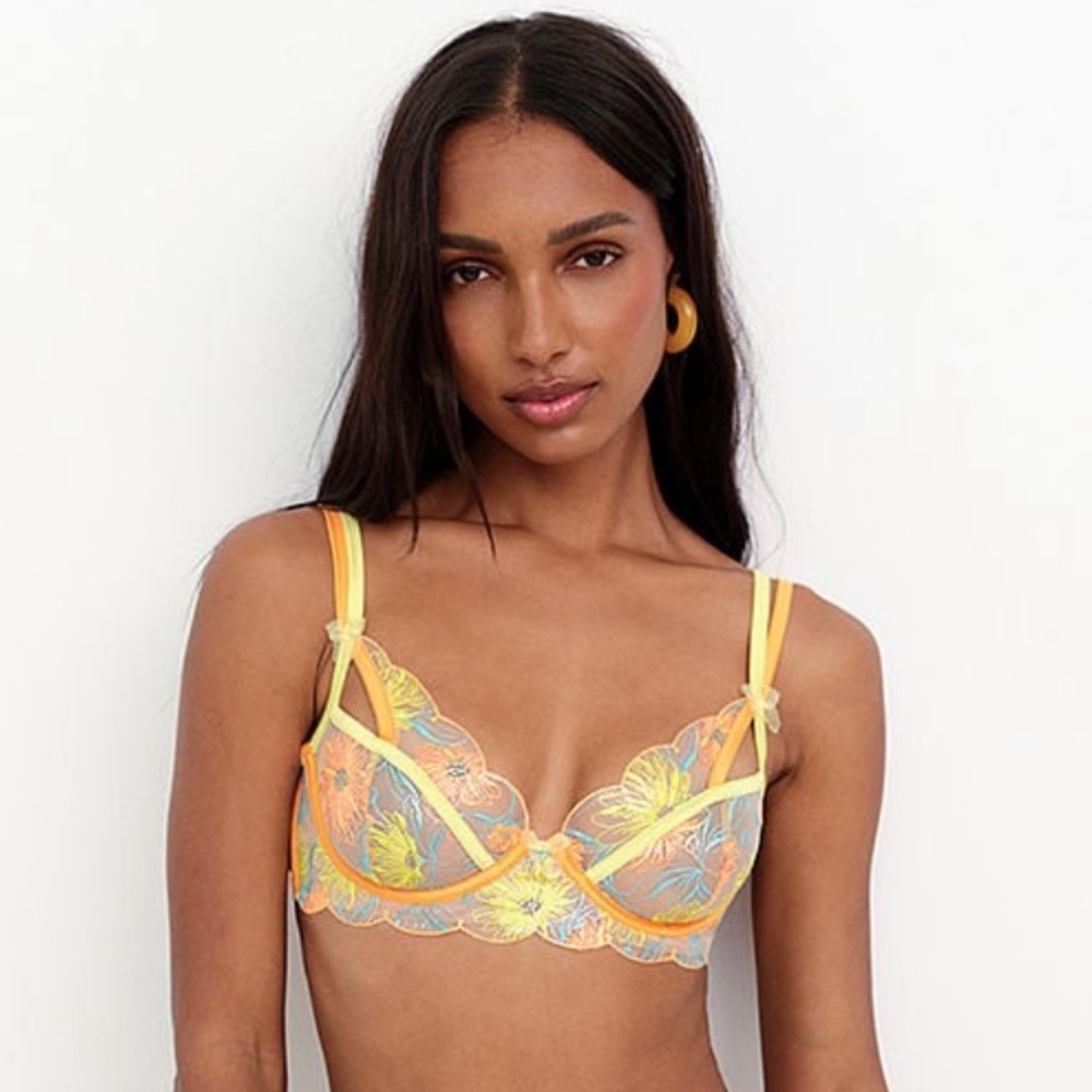 For Love and Lemons Waterlilly Embroidery Underwire Bra